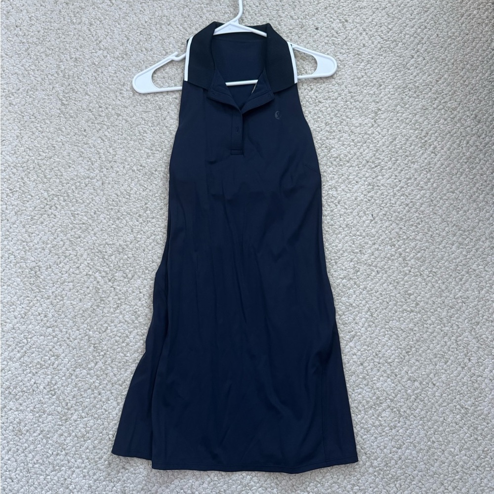 Navy Sleeveless Polo Dress